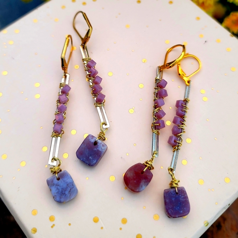 Brass Fancy Jasper Earrings